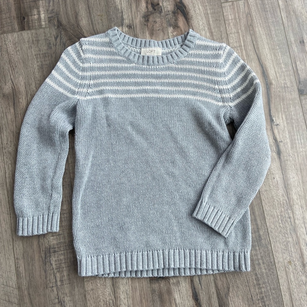 Women’s Loft Small grey & white striped sweater